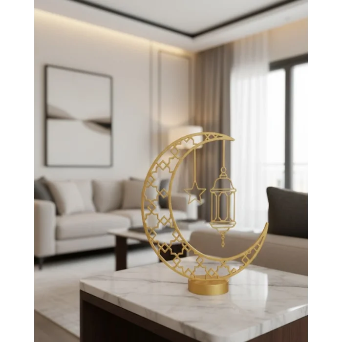 BUĞZ 3D Hilal Cami Dekor Özel Baskı 20x20 cm Şık Masa Üstü