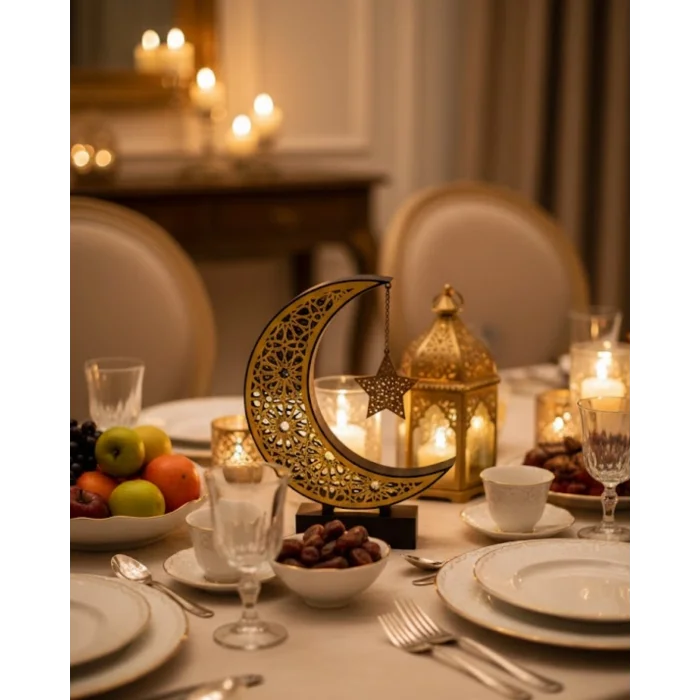 BUĞZ 3D Hilal Yıldız Biblo 23x23 cm Şık ve Zarif Dekorasyon