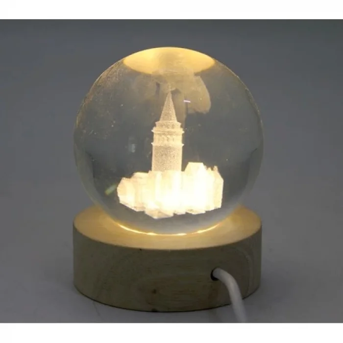  3D İstanbul Temalı Kristal Cam Küre Led Lamba Model 3