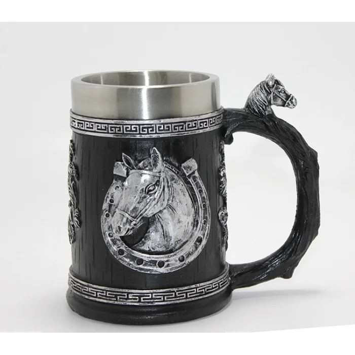 BUĞZ 3d Kabartmalı At Büstü Paslanmaz Çelik Kupa Bardak Alk4475