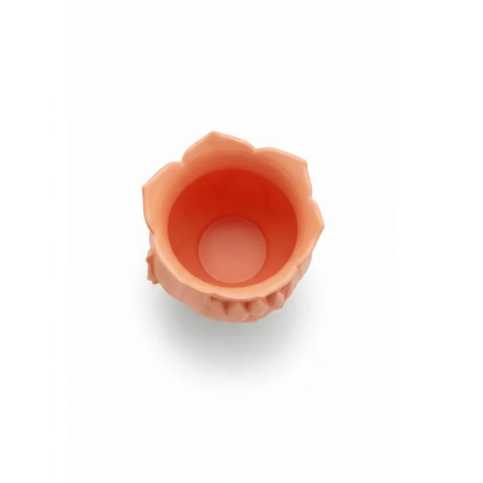 BUĞZ 3D Kabartmalı Çiçek Motifli Turuncu Dekoratif Vazo - BUĞZ