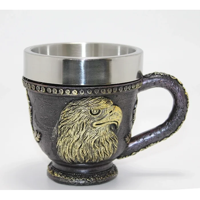 BUĞZ 3D Kabartmalı Kartal Büstü Paslanmaz Çelik Kupa Bardak