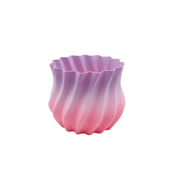 BUĞZ 3D Kıvrımlı Pembe Lila Vazo Modern Dekoratif Şık Ev Aksesuarı