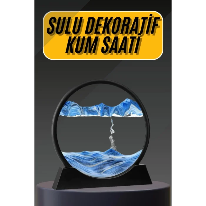BUĞZ 3D Led Işıklı Kum Saati Gece Lambası Hareketli Sulu Kum Saati Dekoratif