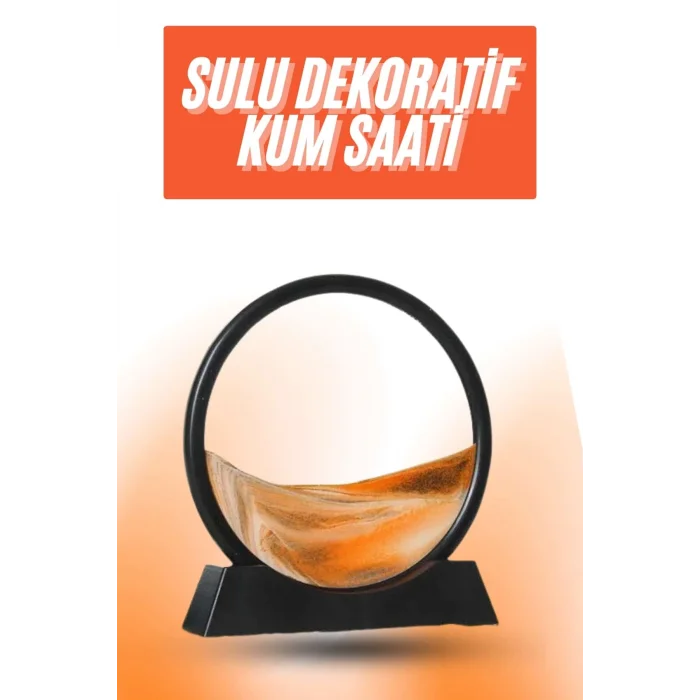 BUĞZ 3D LED Işıklı Kum Saati Gece Lambası Hareketli Sulu Kum Saati Orta Boy