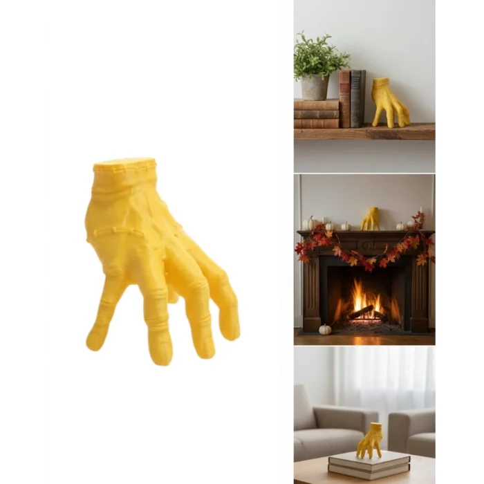 BUĞZ 3D Sarı El Dekoratif Biblo 17x16 cm Modern Ev Aksesuarı - BUĞZ