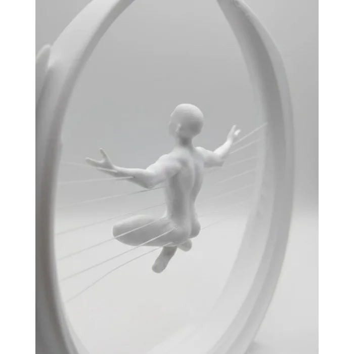 BUĞZ 3D Zen Heykeli Ay Formlu Meditasyon Yapan İnsan Figürü Dekor