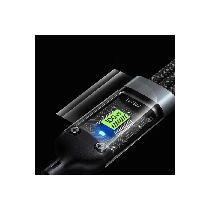 BUĞZ 3in1 100w Hızlı Şarj Ve Data Kablosu, 1.2m Halat Örgü Kırılmaz Uç, Usb-c Lightning Micro Uyumlu, Dayanıklı Çoklu Cihaz Şarj Kablosu