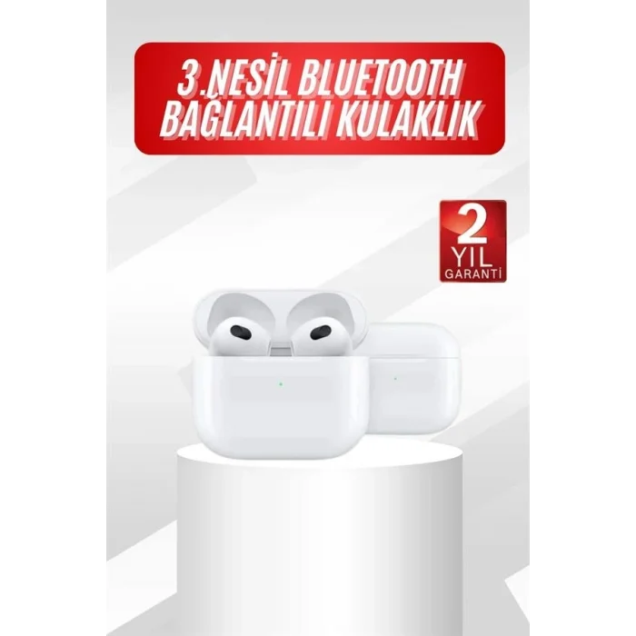 BUĞZ 3.Nesil İOS Android Uyumlu Bluetooth 5.0 Beyaz Çağrı Cevaplama