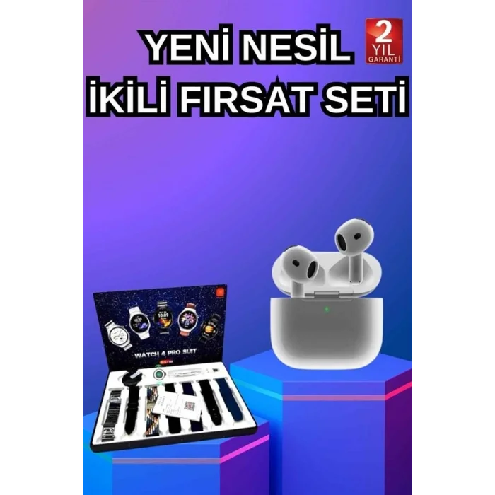 BUĞZ 3.Nesil TWS Bluetooth Kulaklık Bluetooth Bağlantılı Akıllı Saat Amoled Ekran Plastik Hasır Kordon