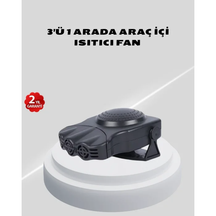 BUĞZ 3’ü 1 Arada Araç İçi Isıtıcı ve Fan 150W Güçlü ve 360° Dönebilen Başlıklı