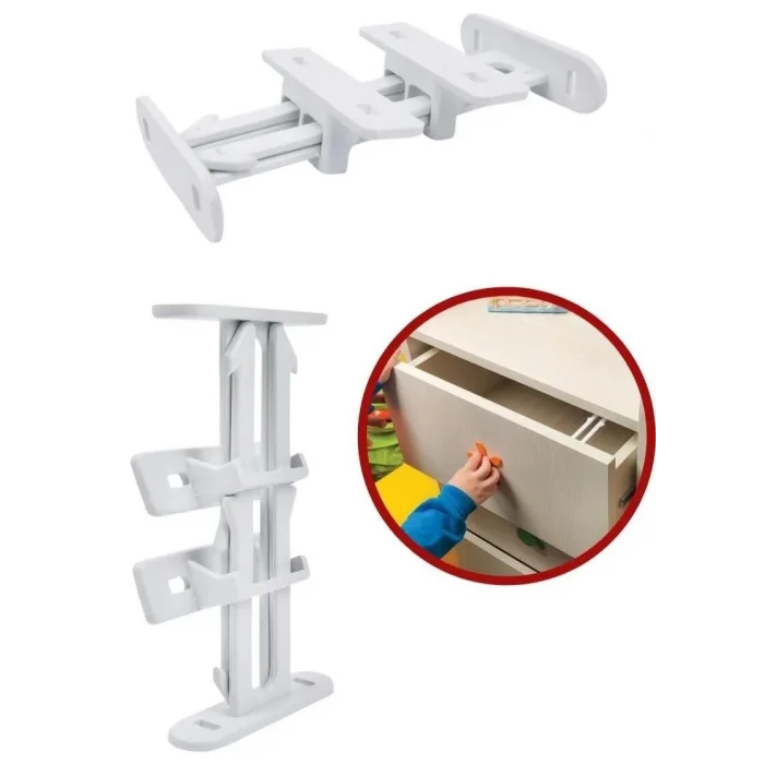 BUĞZ 4 Adet Bebek Çocuk Koruma Kilidi - Dolap Çekmece Kilidi Sürgülü Kilit