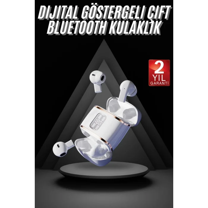  4 Adet Çift Kulaklık Dijital Göstergeli Yüksek Ses Kaliteli Bluetooth Kulaklık