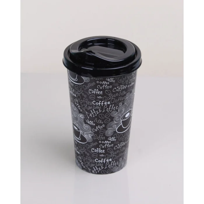 BUĞZ 4 Adet Kahve Bardağı - Kapaklı Desenli 400ML