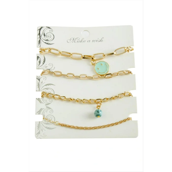 BUĞZ 4 Adet Karışık Trend Zincir Bileklik