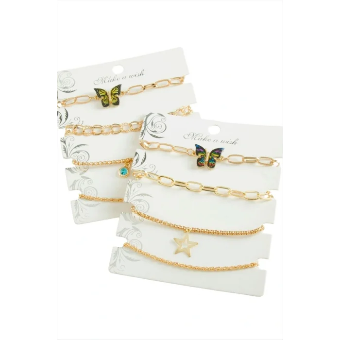 BUĞZ 4 Adet Kelebek Trend Zincir Bileklik