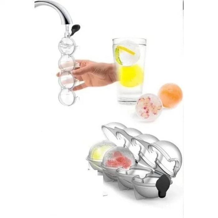 BUĞZ 4 Bölmeli  Küre Buz Topu Kalıbı -  Yuvarlak Buz Topu