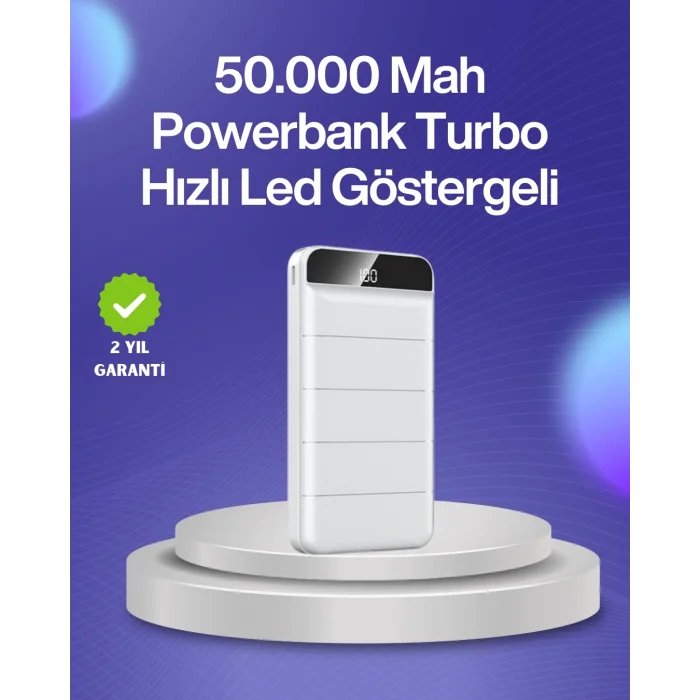 BUĞZ 4 Cihazı Aynı Anda Şarj Edebilen Güçlü Powerbank 50000 mAh