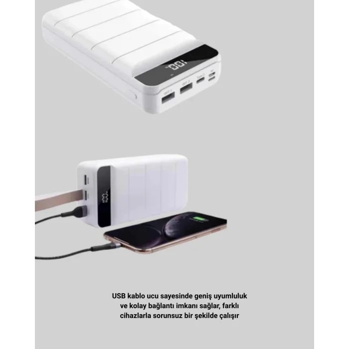 BUĞZ 4 Cihazı Aynı Anda Şarj Edebilen Güçlü Powerbank 50000 mAh - Lisinya