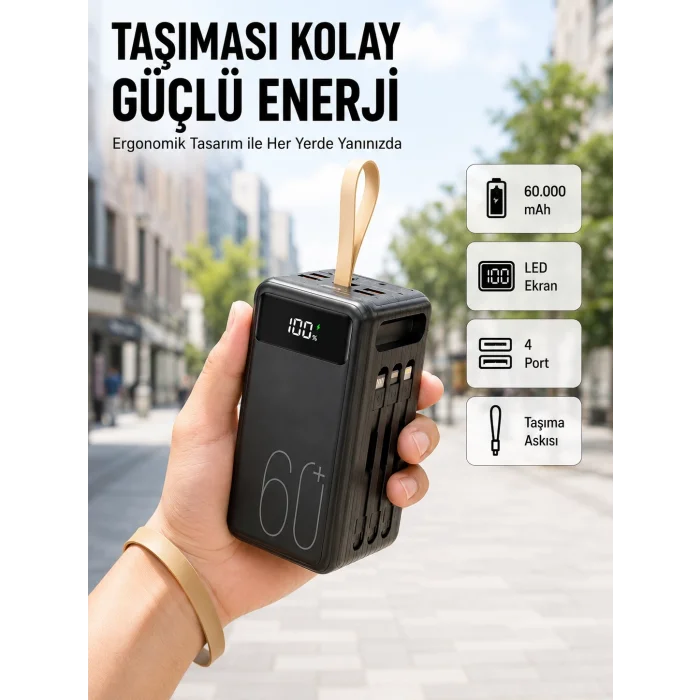 BUĞZ 4 Çıkışlı Hızlı Şarj Destekli Powerbank Yeni Nesil