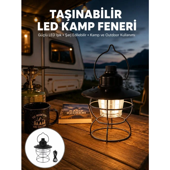 BUĞZ 4 Fonksiyonlu Dekoratif Kamp Lambası – Tungsten Ampul, USB Çıkışlı Yeni Nesil