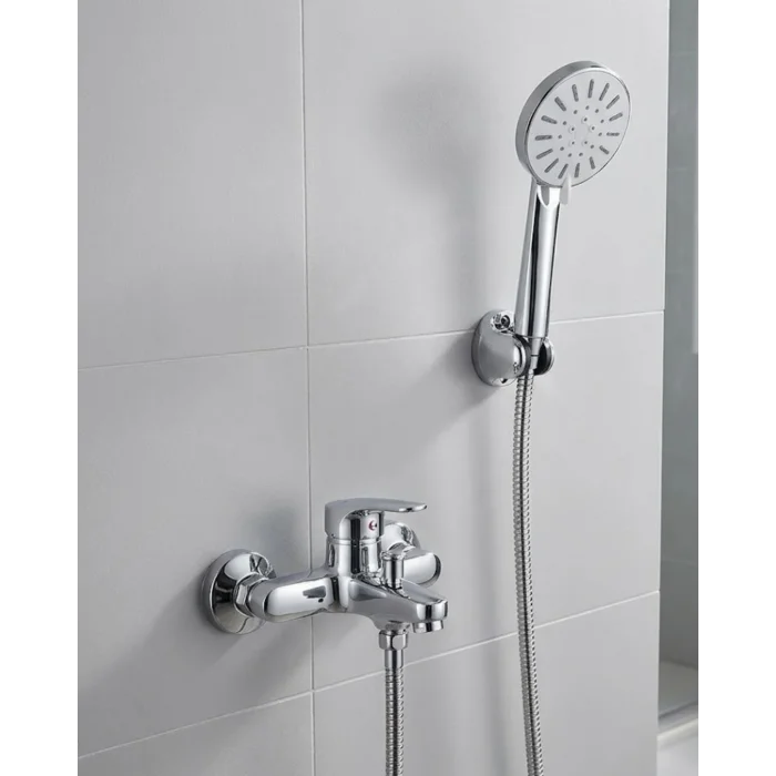 BUĞZ 4 Kademeli Krem Duş Seti El Duşu Başlığı Spiral Hortum ve Duvar Askısı