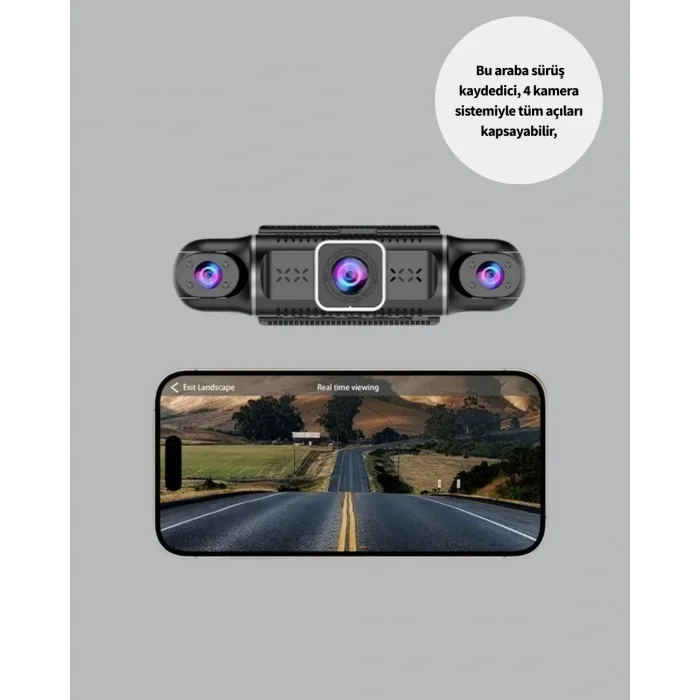 BUĞZ 4 Kameralı Araç İçi Kamera 1080P GPS Takip WiFi Gece Görüşlü