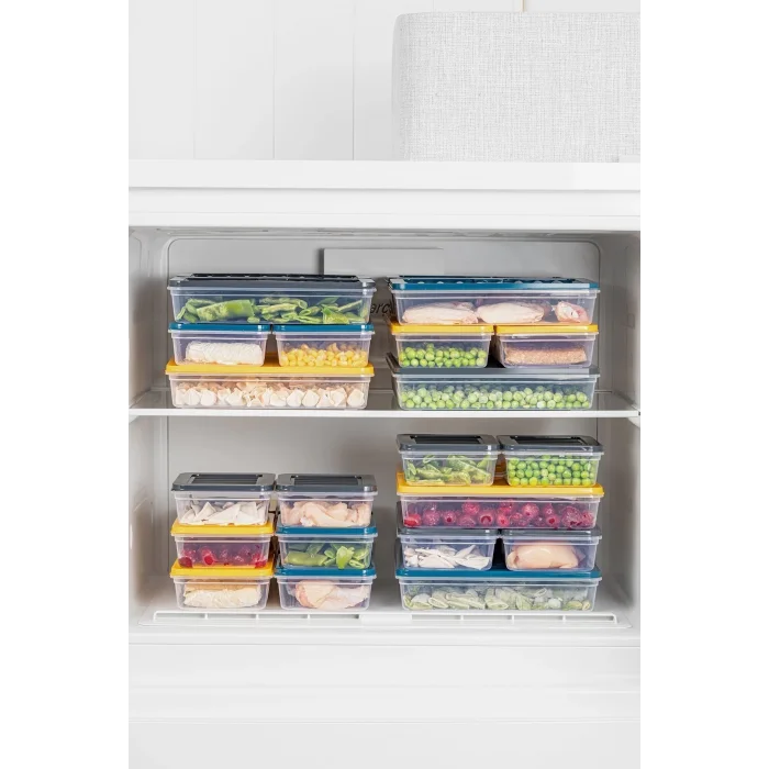  4lü Buzdolabı Organizer Mikrodalga Ve Difrize Uygun Saklama Kabı Antrasit 4 X 2400 ml