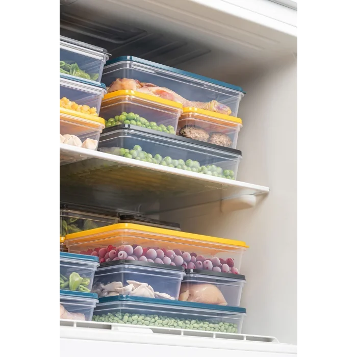  4lü Buzdolabı Organizer Mikrodalga Ve Difrize Uygun Saklama Kabı Antrasit 4 X 2400 ml