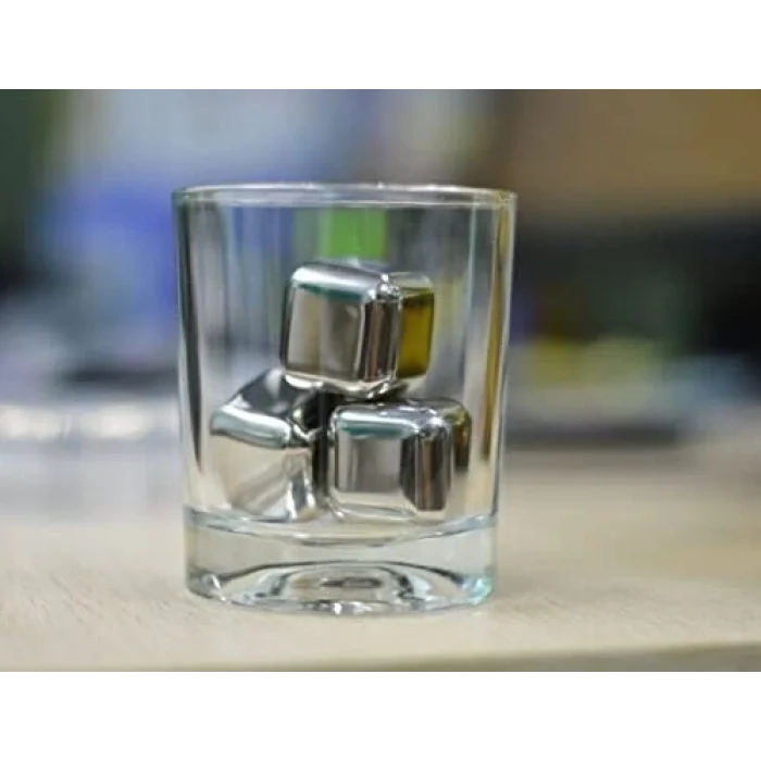 BUĞZ 4lü Çelik Metal Kaplama Viski Taşı Soğutma Buz Küpü