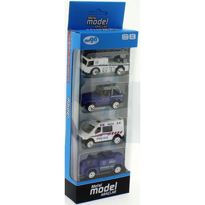  4Lü Die Cast Polis Seti