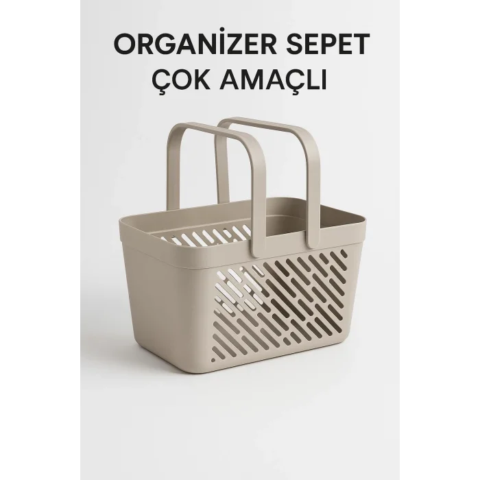 BUĞZ 4lü Gri Mutfak Düzenleyici Kulplu Sepet Banyo Çamaşır Organizer Seti