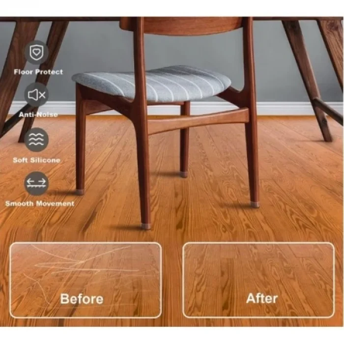 BUĞZ 4lü Keçeli Şeffaf Silikon Sandalye Ayak Koruyucu Seti