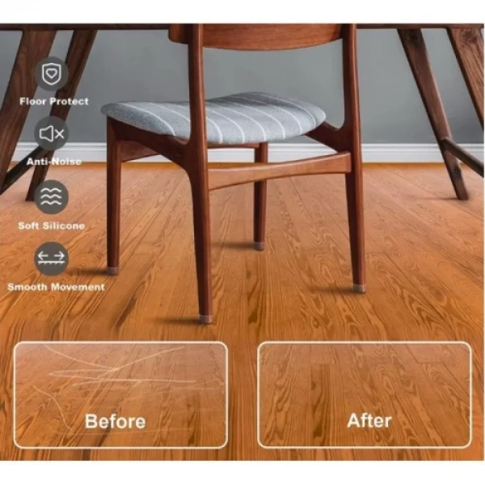 BUĞZ 4lü Keçeli Şeffaf Silikon Sandalye Ayak Koruyucu Seti