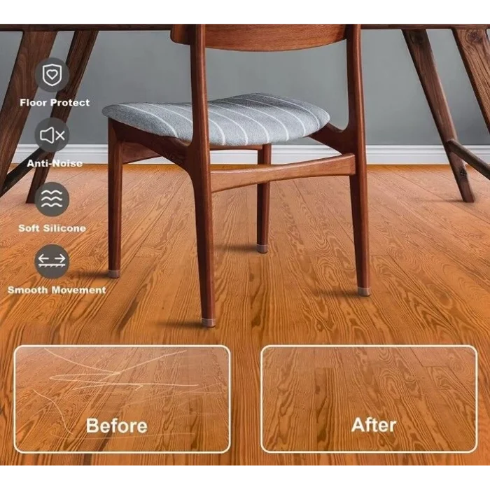 BUĞZ 4lü Keçeli Şeffaf Silikon Sandalye Ayak Koruyucu Seti