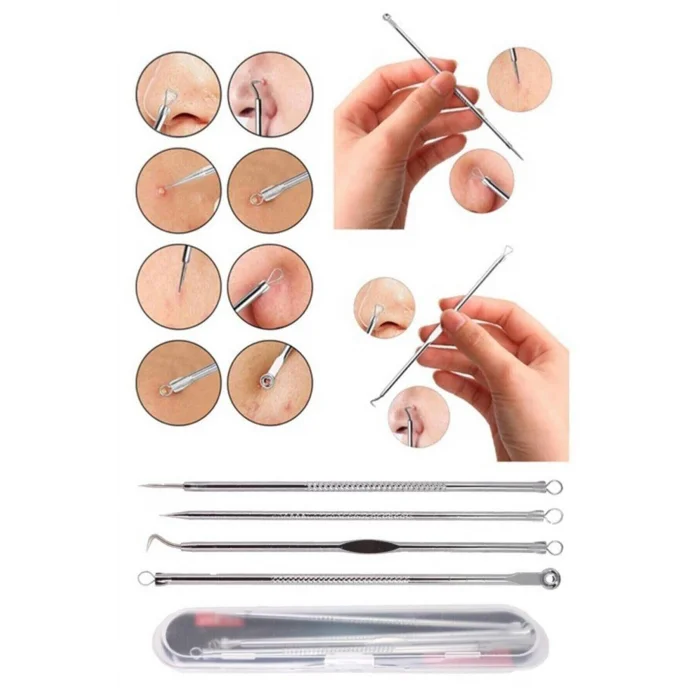 BUĞZ 4 lü Kutulu Paslanmaz Komedon Akne - Siyah Nokta Temizleyici Set