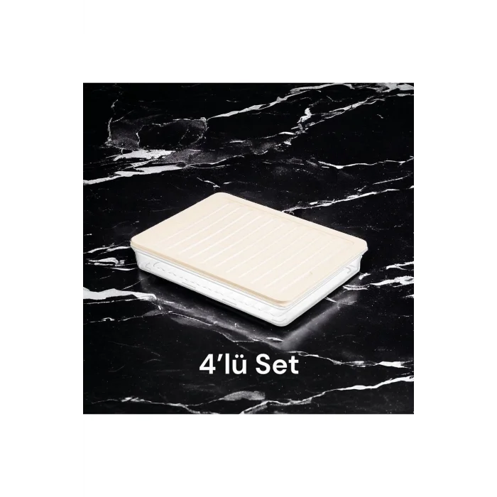  4lü Set 2400 ml Buzdolabı Düzenleyici Buzluk Ve Mikrodalga Saklama Kabı