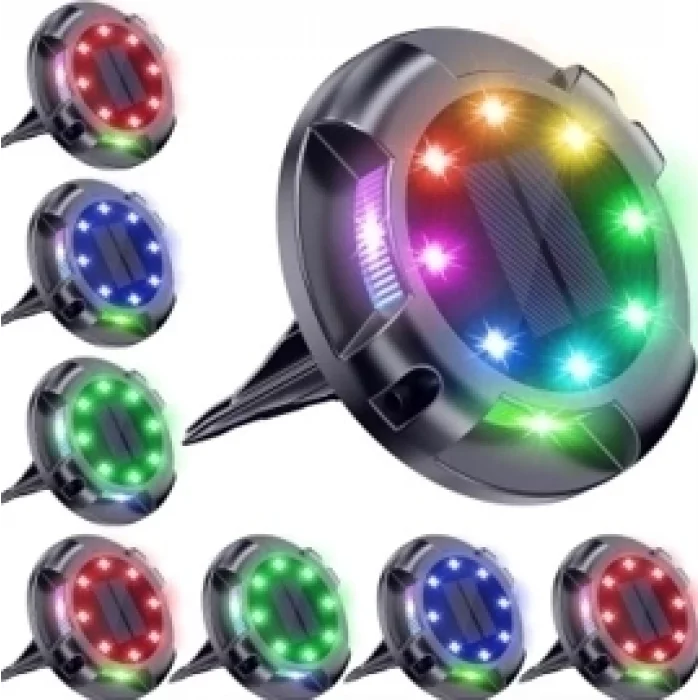 BUĞZ 4lü Solar Panelli Kazıklı Zemin Solar Ledi 8+4 Led Rgb