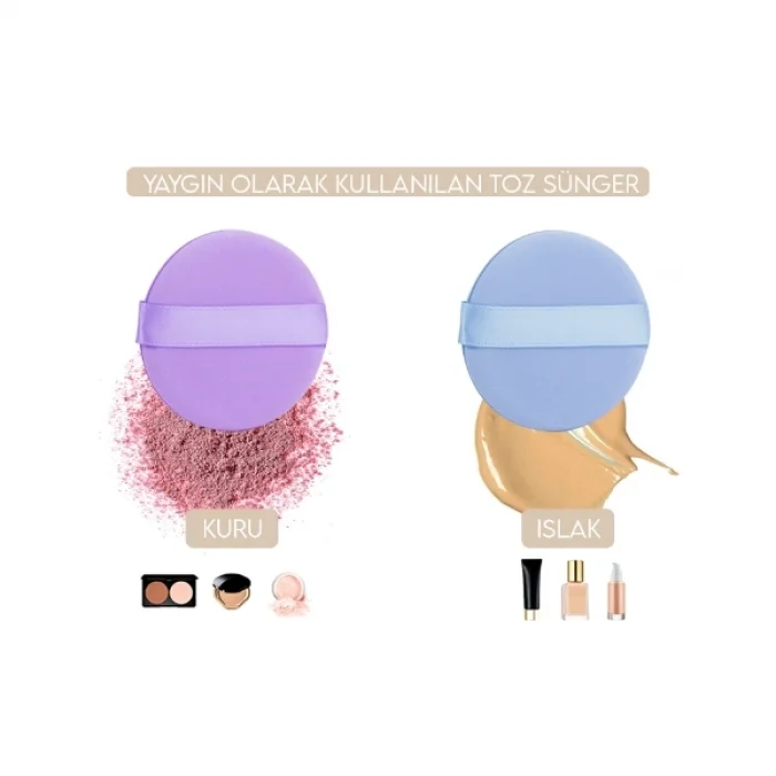 BUĞZ 4lü Tutmalı Pudra Makyaj Süngeri Puf Seti