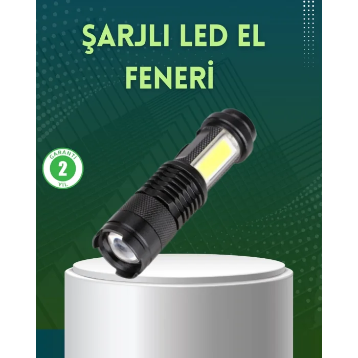 BUĞZ 4 Modlu USB Şarjlı LED El Feneri Kamp ve Outdoor