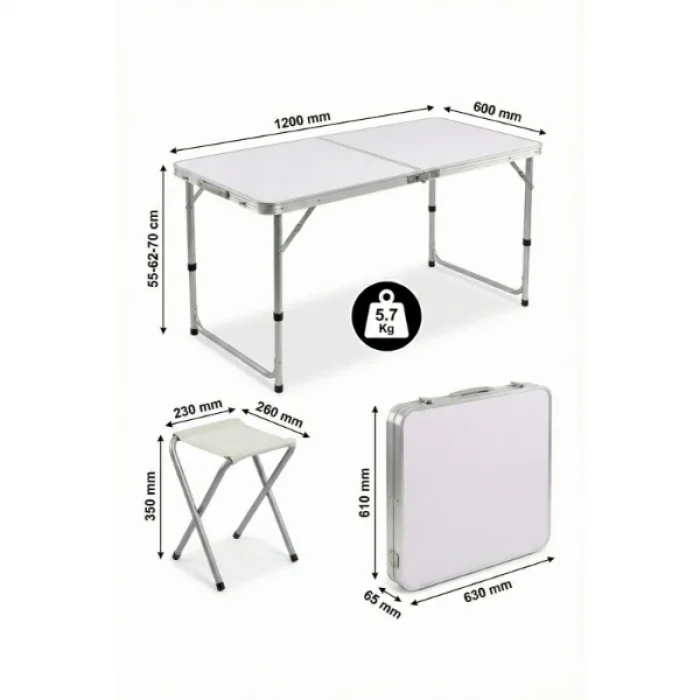 BUĞZ 4 Sandalyeli Katlanabilir Masa Seti