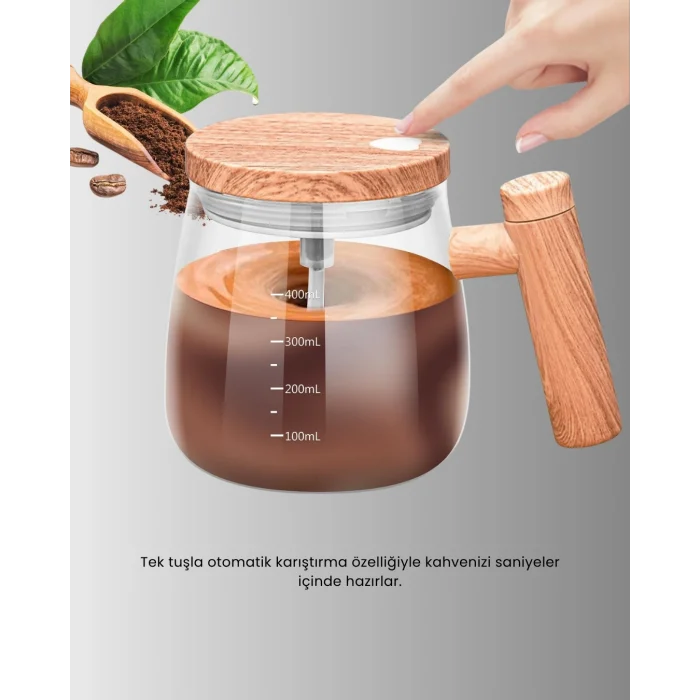 BUĞZ 400 ml Şarjlı Karıştırıcı Bardak – IP6 Su Geçirmez, Isıtma Altlıklı