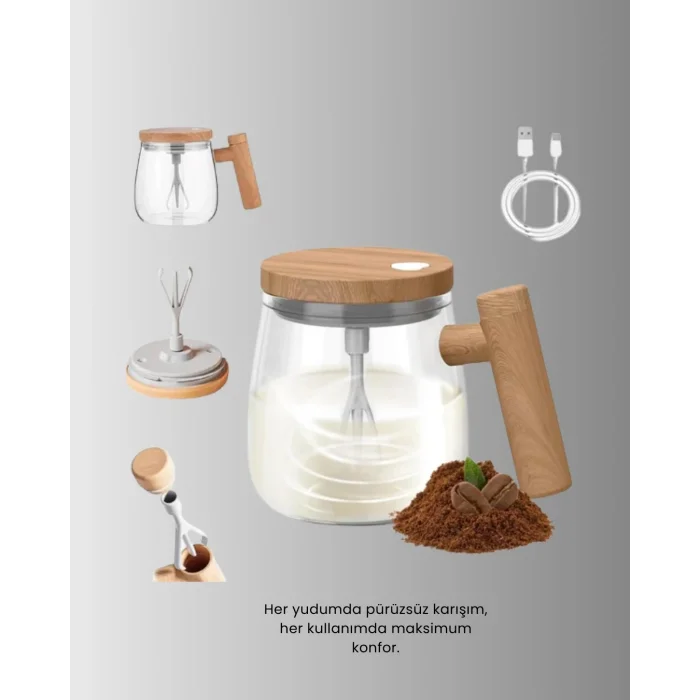 BUĞZ 400 ml Şarjlı Karıştırıcı Bardak – IP6 Su Geçirmez, Isıtma Altlıklı