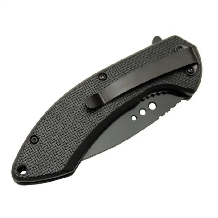 BUĞZ 4215 Kırmızı Kamp Çakı 20cm- Yarı Otomatik, Kemerlikli, Oluklu