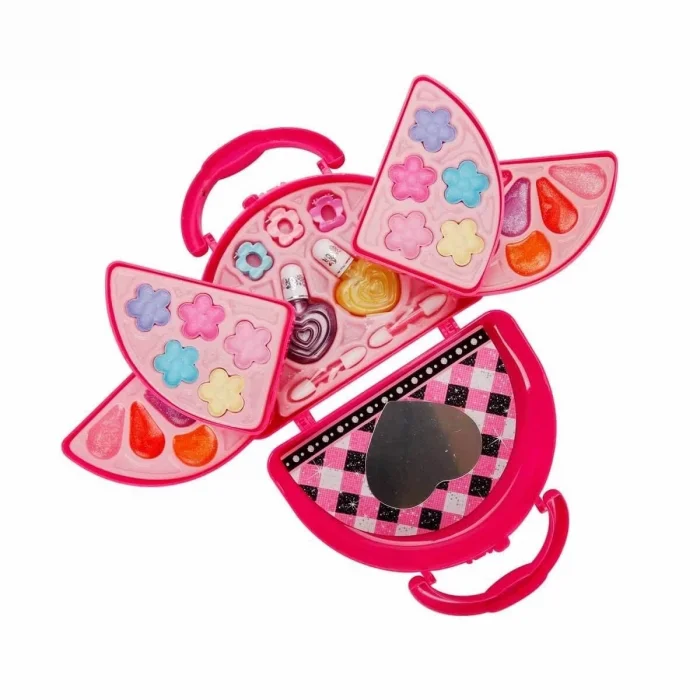  4278 Pretty Pinky 3 Katlı Pembe Çantalı Makyaj Seti -Sunman