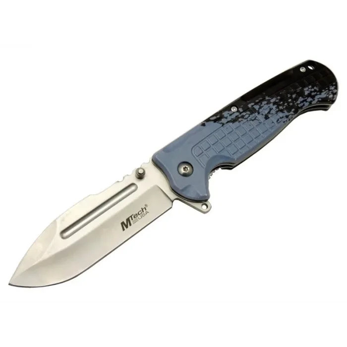 BUĞZ 4281 Mavi Kamp Çakı 21cm - Yarı Otomatik, Kemerlikli, Oluklu
