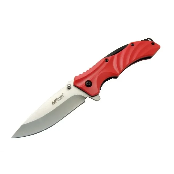 BUĞZ 4312 Kırmızı Kamp Çakı 20cm - Yarı Otomatik, Kemerlikli