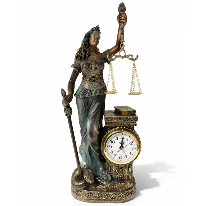BUĞZ 44x17 cm Polyester Saatli Adalet Figürü