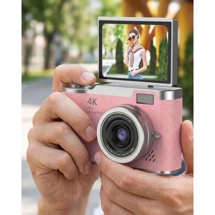 BUĞZ 48 MP Dijital Kamera Flip Ekran 18x Zoom Vlog Selfie Kamera