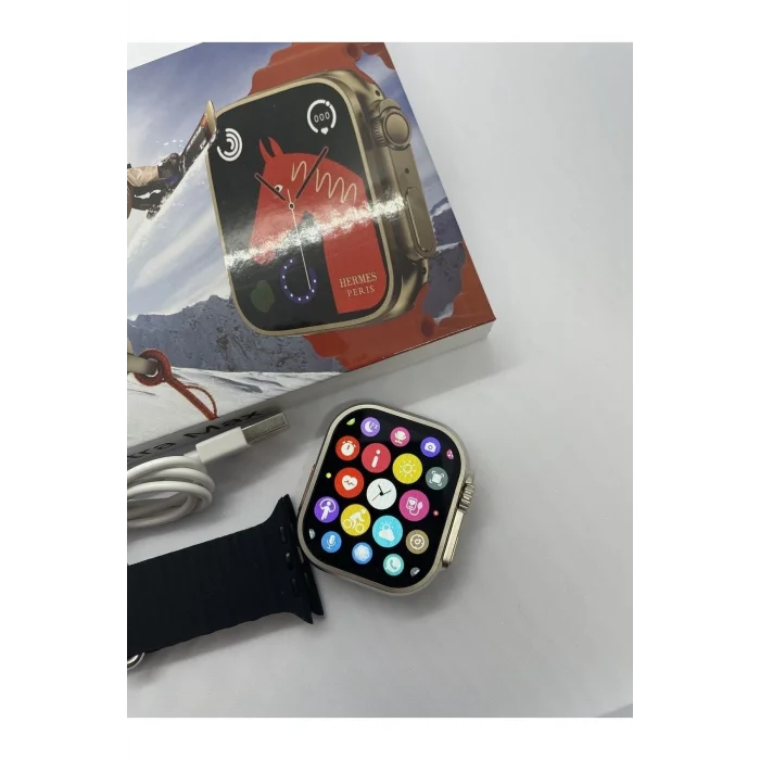 BUĞZ 49 mm Ekranlı Siyah Silikon Kordonlu Akıllı Saat, Nabız Sensörü ve Sesli Görüşme Özellikli
